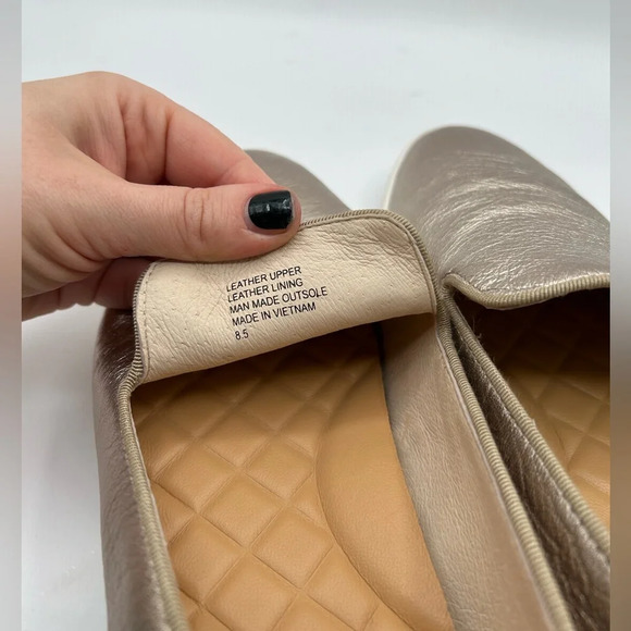 Birdies The Swift Leather Slip On Sneakers  Gold metallic, Preppy Flats Size 8.5 - Picture 8 of 9